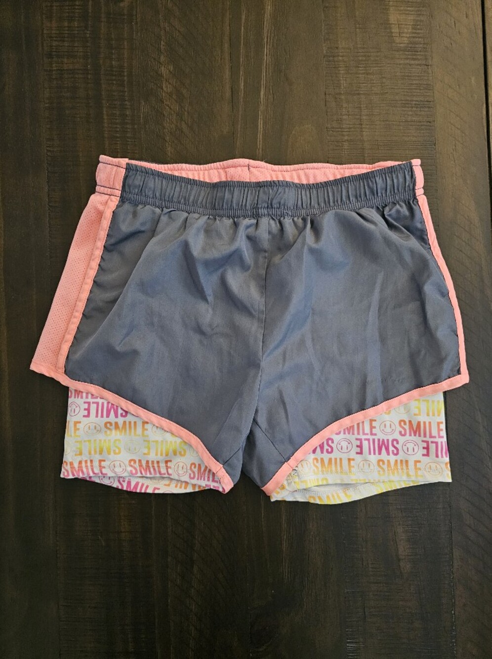 Gray Athletic Shorts with Pink Trim